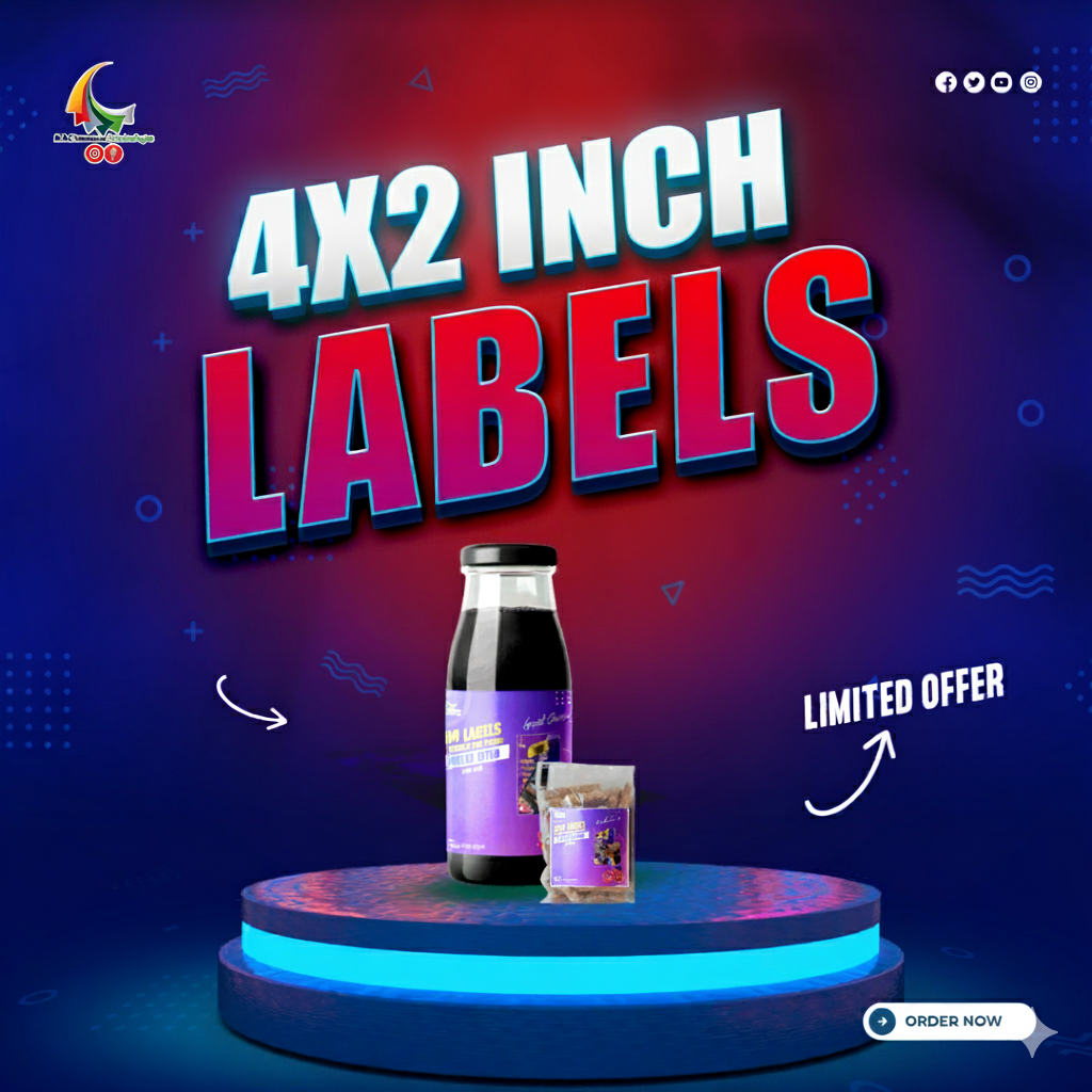 Labels 4 by 2 inches 