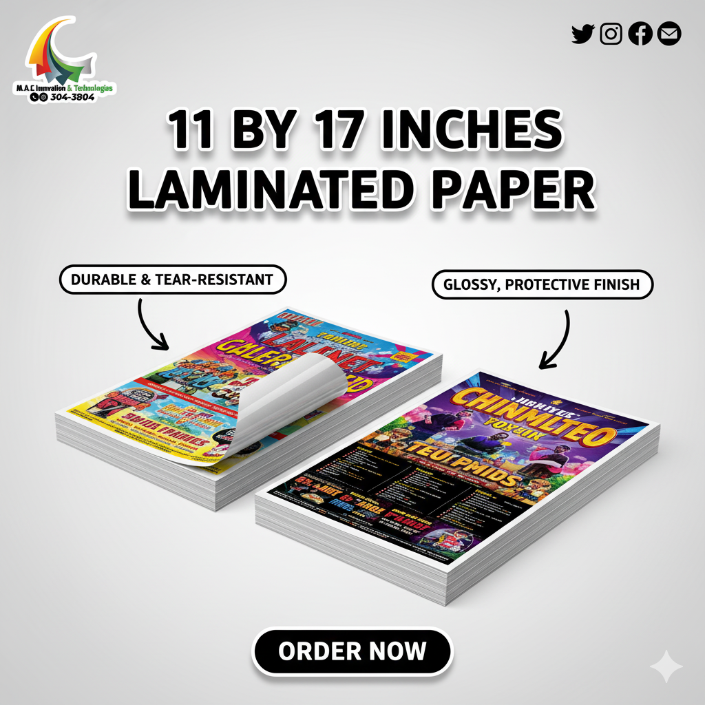 11 by 17 Inches Laminated Paper