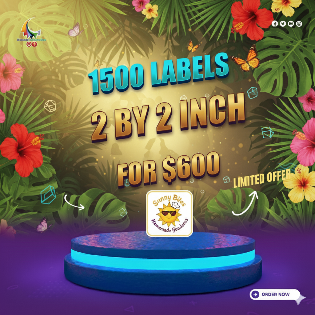 1500 (2 by 2 inch) Labels