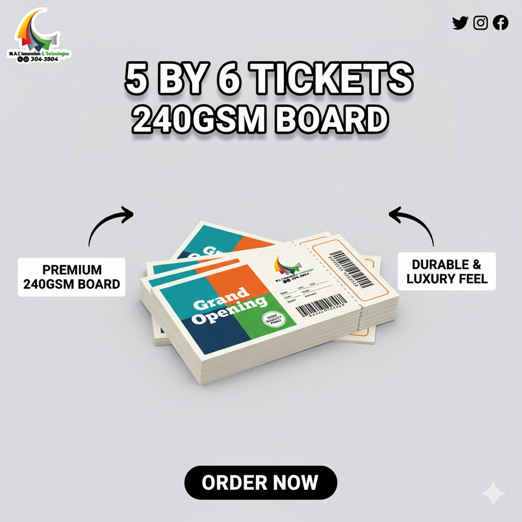 5 By 6 Tickets 240GSM Board 