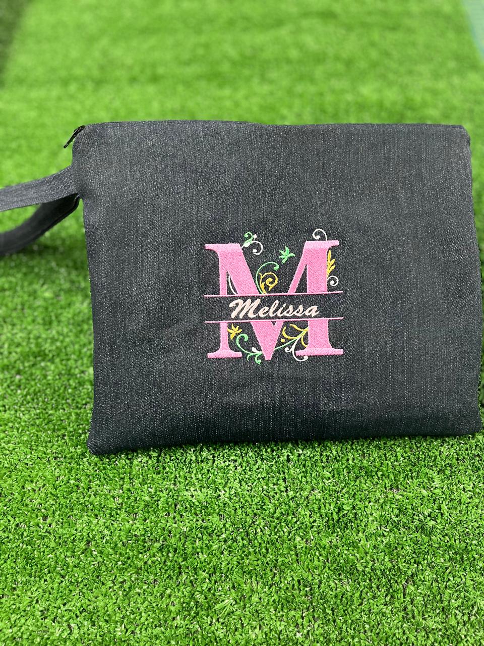 Custom design embroidered pouch 