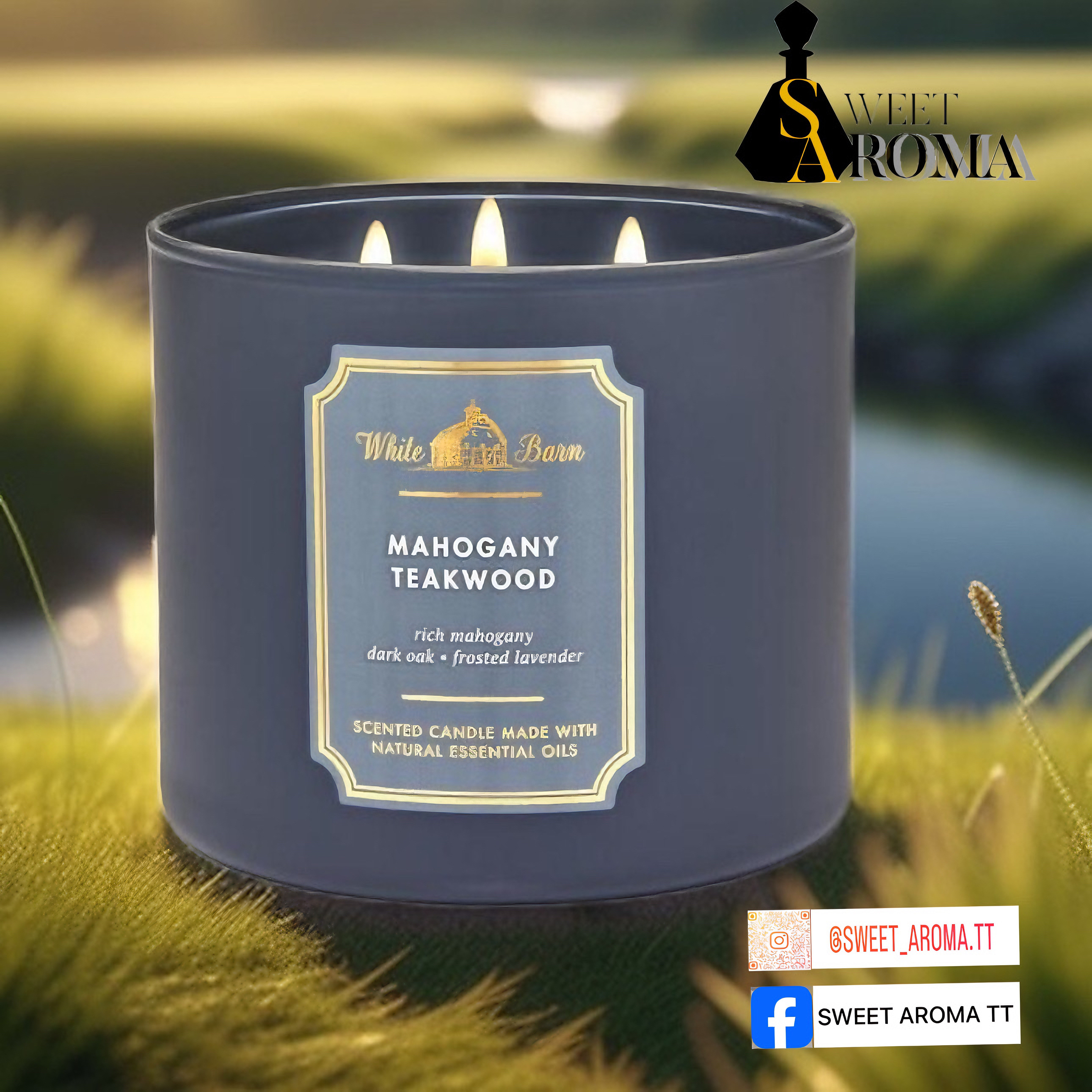 Bath & Body Works, Mahogany Teakwood 3 Wick Candle