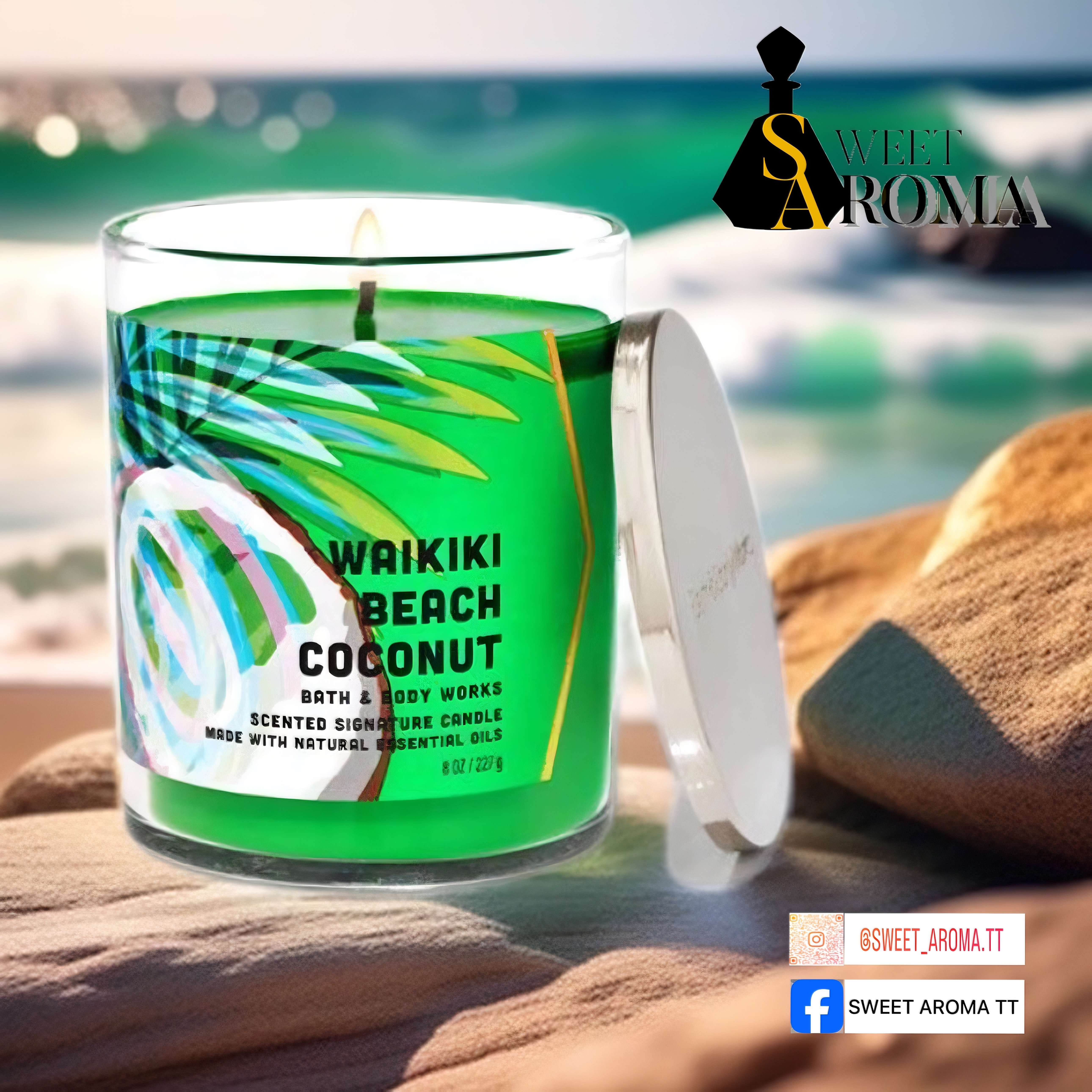 Bath & Body Works, Waikiki Beach Coconut 1 Wick Candle