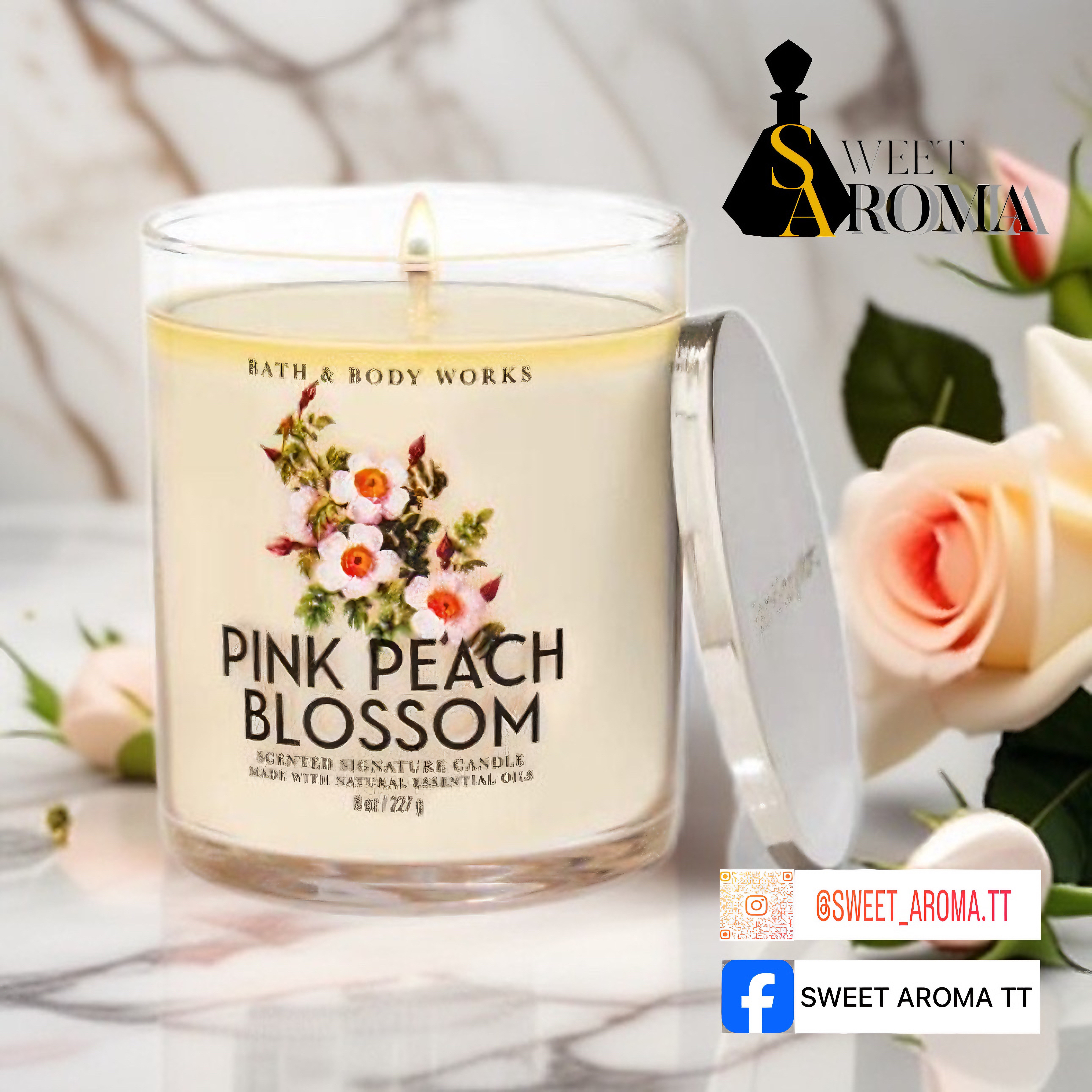 Bath & Body Works, Pink Peach Blossom 1 Wick Candle