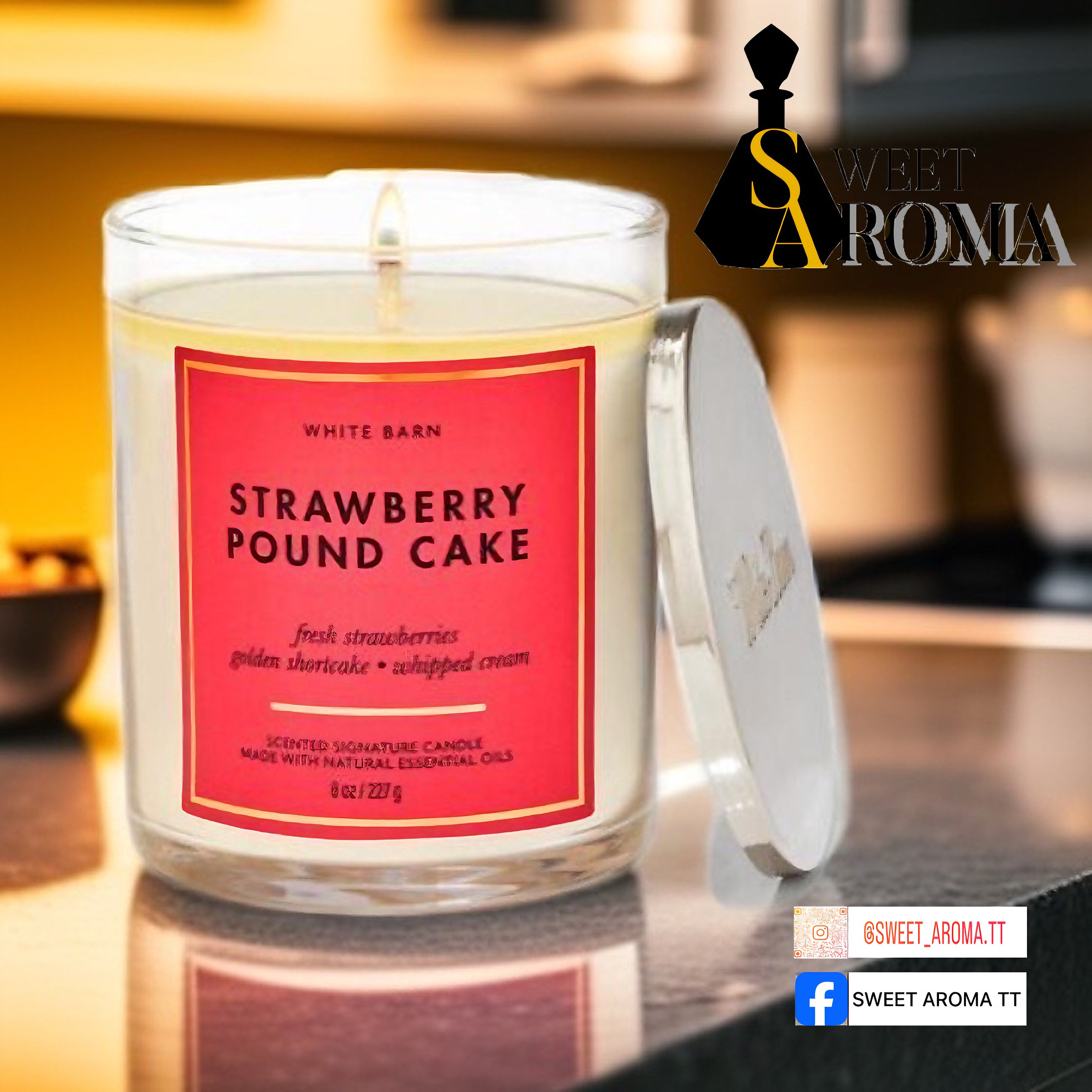 Bath & Body, Works Strawberry Pound Cake 1 Wick Candle